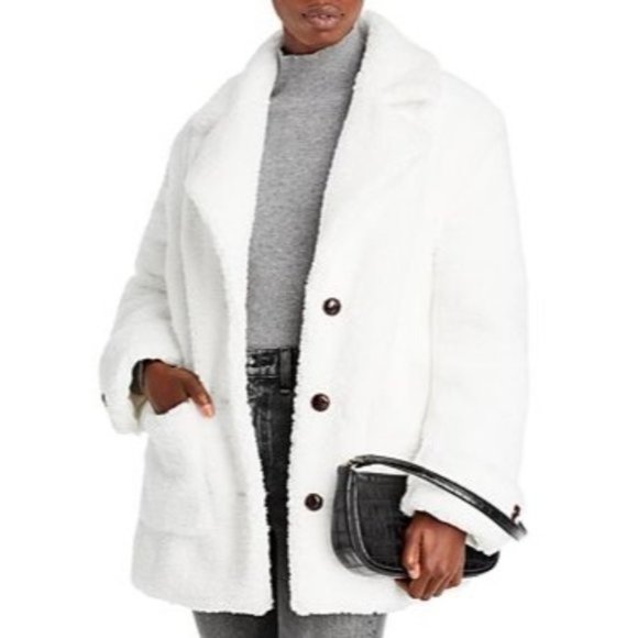 AQUA Collared Fleece Jacket in Ivory / White - NWT Size - XS - Picture 1 of 3